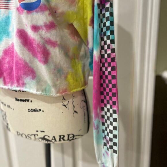PEPSI TIE DYE CROPPED T-SHIRT LONG SLEEVE SZ MEDIUM 100% COTTON RETRO AESTHETIC - Picture 14 of 16